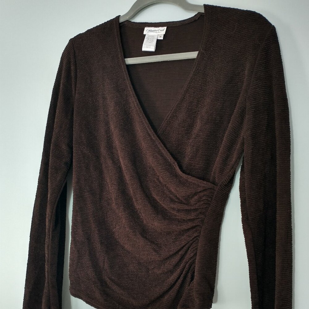 Coldwater Creek Cross Front Chocolate Brown Sweater Size M